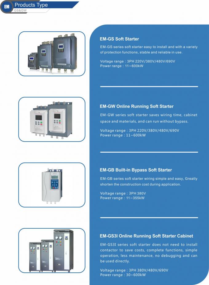 55kw Pump Soft Starters Built In Bypass Electronic Starter For Three